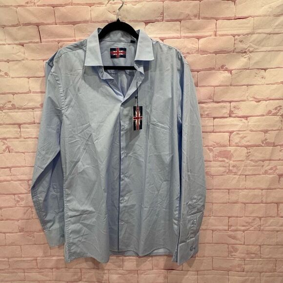 Soul of London long sleeve blue men's shirt size large 16.5 - Picture 1 of 8